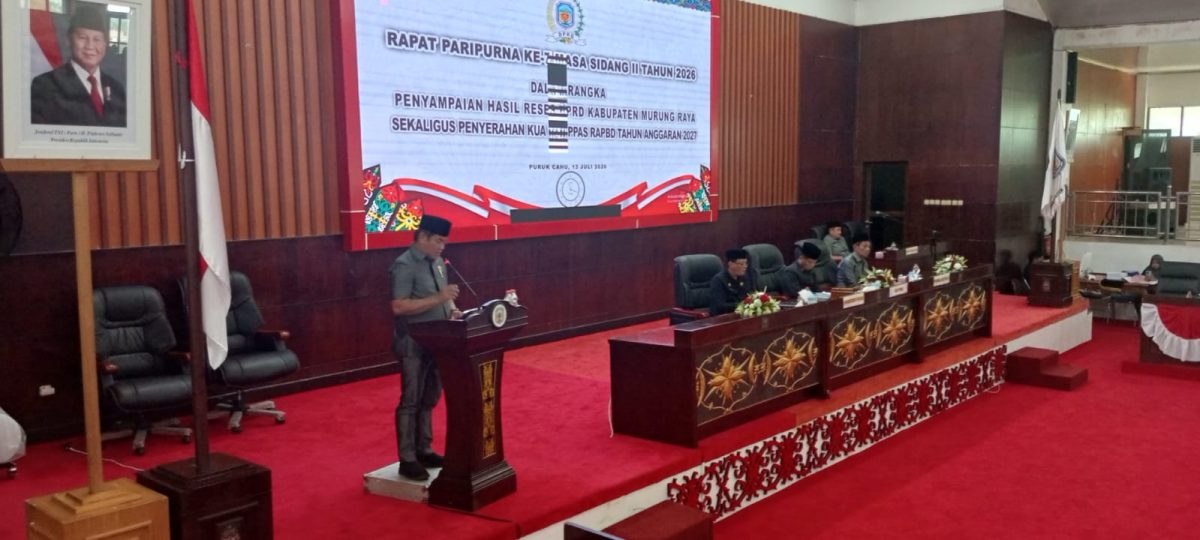 DPRD Murung Raya Terima Rancangan KUA-PPAS APBD 2027, Bahas Prioritas Pembangunan Daerah